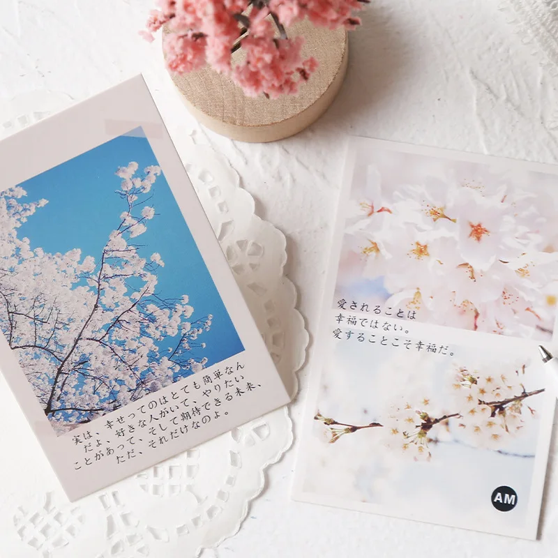 28 Sheets/Set Beautiful Cherry Blossoms Series Lomo Card Mini Postcard Greeting Card Christmas Gifts