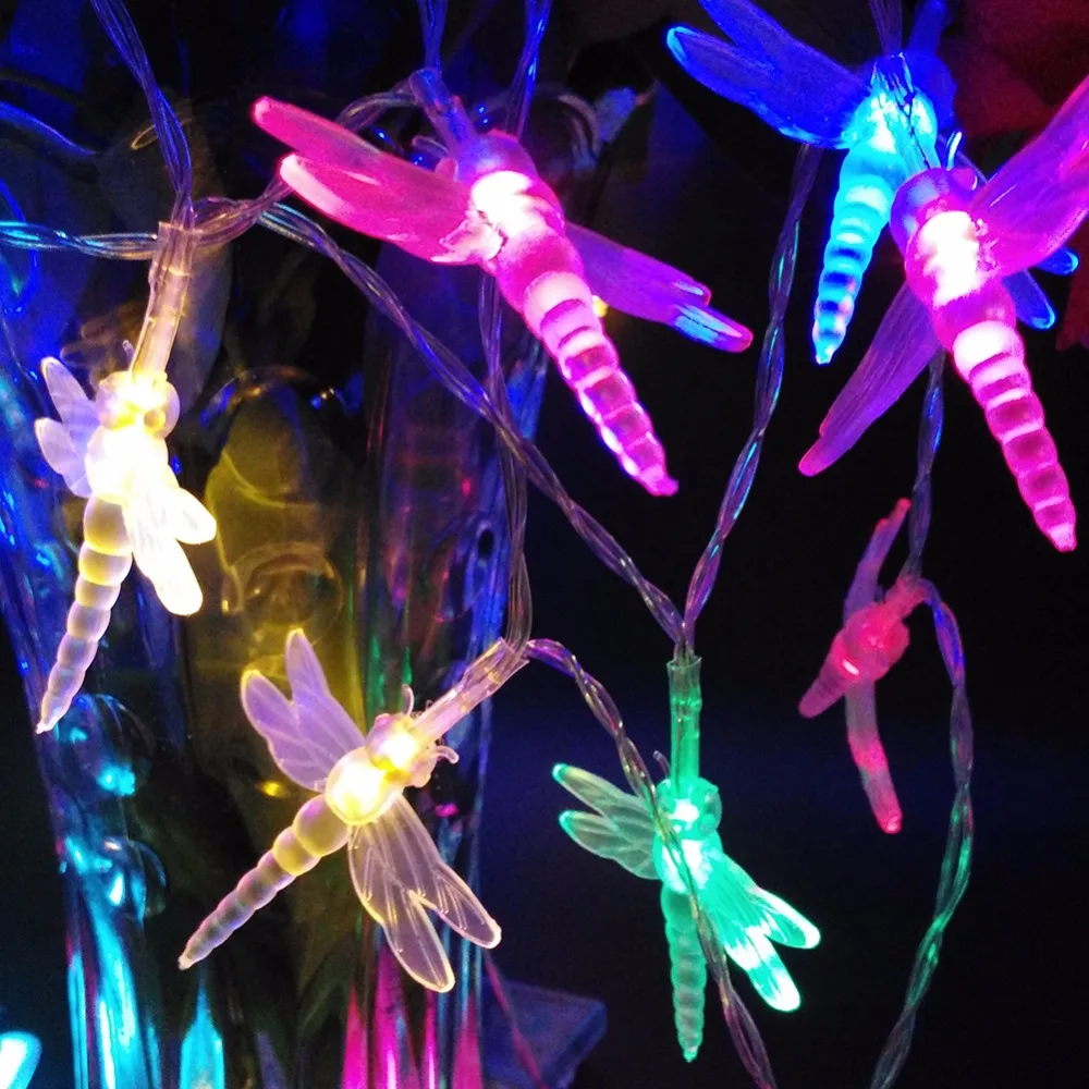 2018 NEW 3M 30LED Lights Dragonfly LED String AA Battery Garland Pendant Light for Garden Decoration Party Decoration Supplies