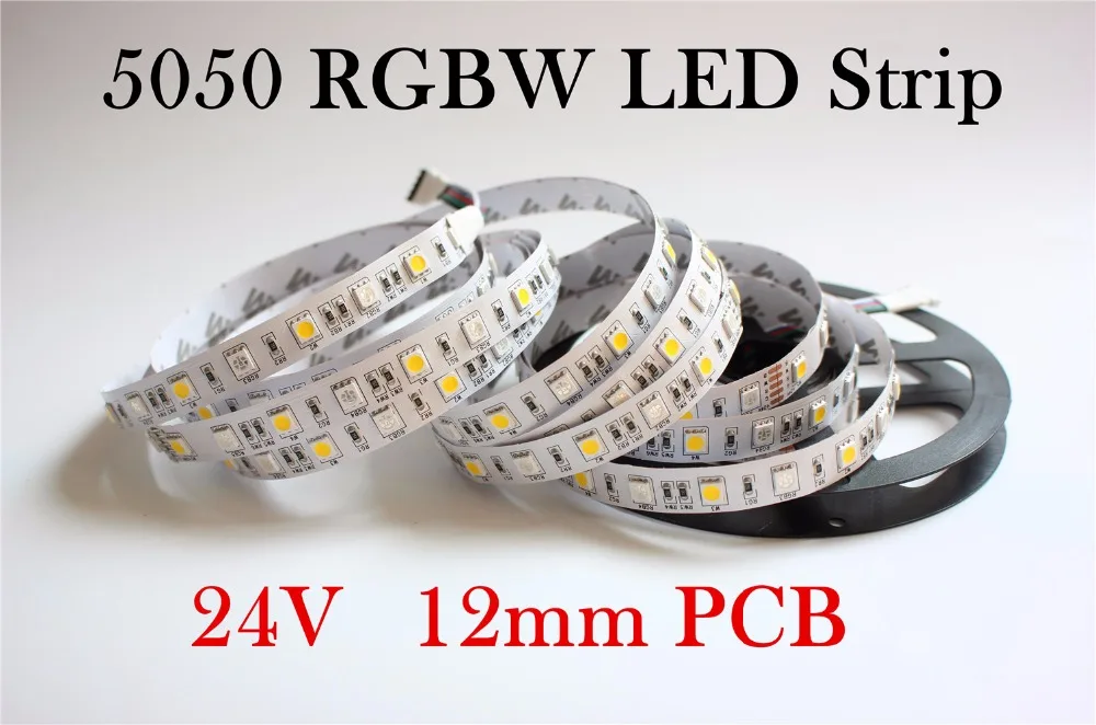 

12mm PCB DC24V LED Strip Light 5050 RGBW 60 LED/m IP20 RGB+W/ RGB+WW Flexible LED Light 5m/lot Better Than Smd3528 5630 5730