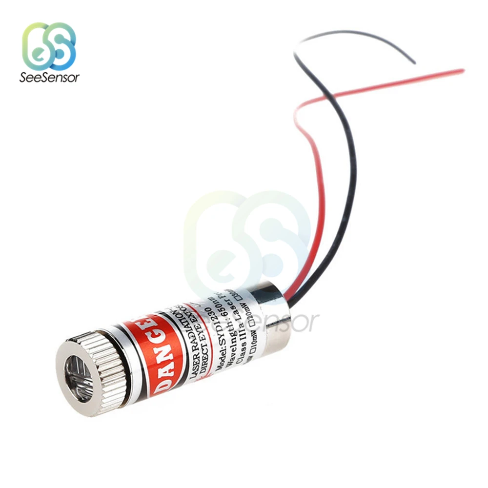 650nm 5mW Adjustable Laser Head Red Point / Line / Cross Laser Module Head Glass Lens Focusable Industrial Class 3V 5V