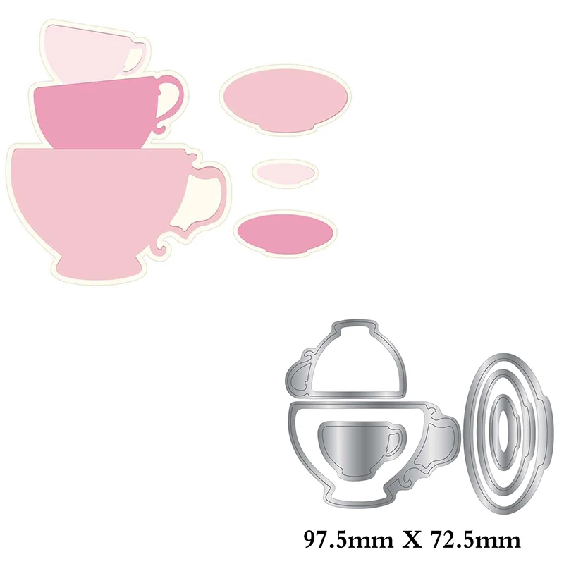 Teacups Drinkware metalowe wykrojniki dla majsterkowiczów Scrapbooking wytłaczania zdjęć papier do albumów robienie kartek artykuły rzemieślnicze