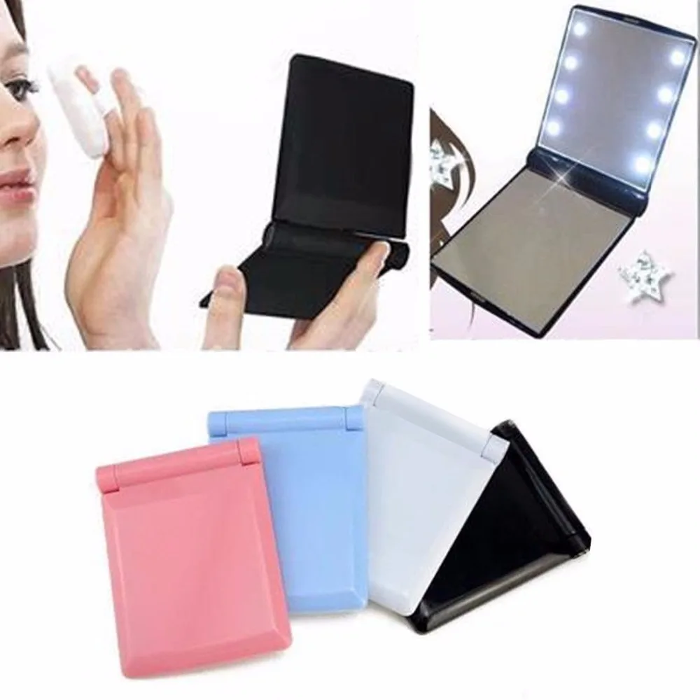 

Makeup Cosmetic Folding Portable Compact Pocket Book Purse Mirror with LED Lights