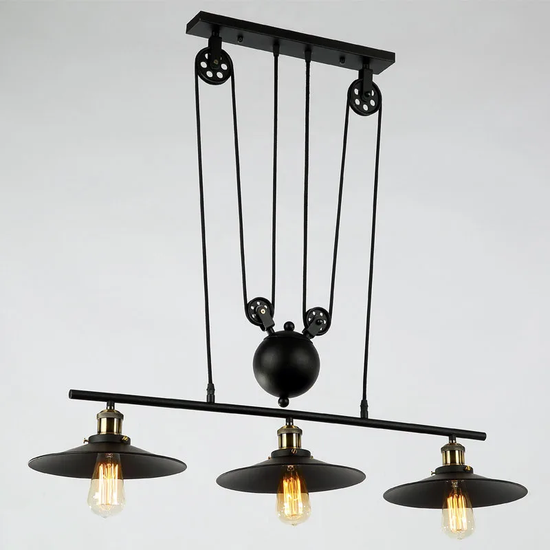 

Vintage Industrial Retro Ajustable Style Metal Pendant Lights Lamp Ac 90-260v Pulley Lighting fixtures for Bar Cafe kitchen