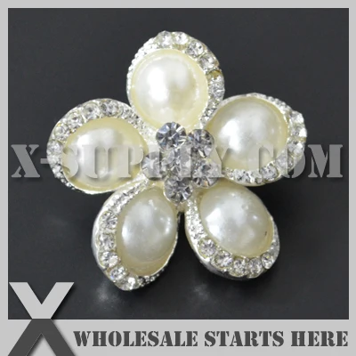 DHL Free Shipping Pearl Rhinestone Embellishments Button with Shank for Wedding Invitation,Brooch Bouquet,Flower Center