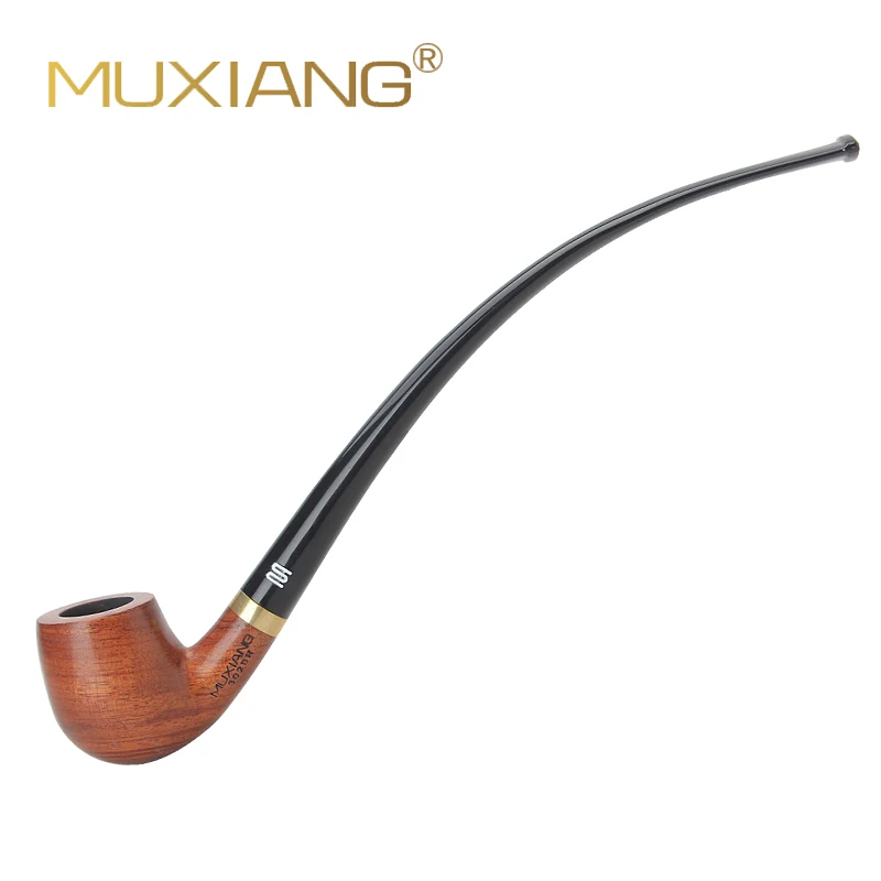 HOT-MUXIANG Churchwarden Long Stem Kevazingo Wood Smoking Pipe 3mm Filter Wooden Tobacco Pipe Acrylic Mouthpiece