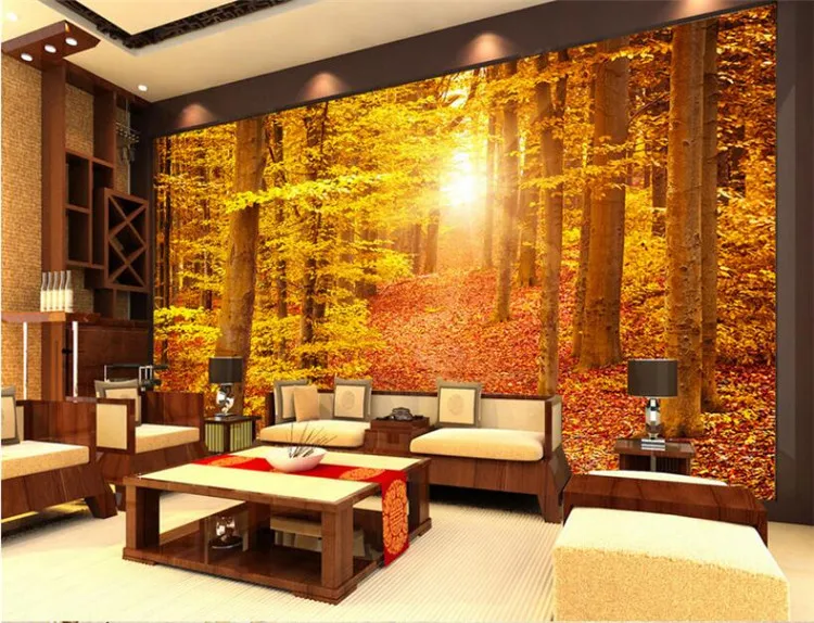 

3D Landscape Autumn Photo Mural for Living Room TV Backsplash Wall Art Decor Wall Paper Modern Wall Coverings Paper