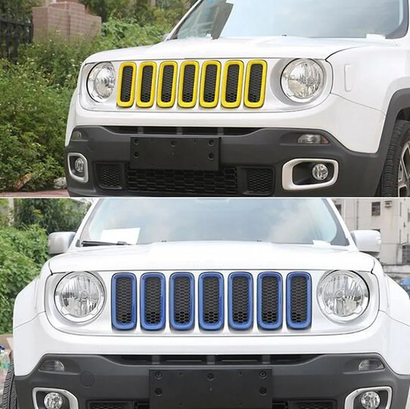 ABS Honeycomb Insert Trim Front Mesh Grille Cover Front Grille Trim Ring Insert Cover for Jeep Renegade 2015 2016 2017 2018