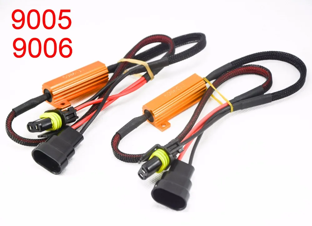 

10x50 Вт 6ohm Золотой плавкий предохранитель 9005 9006 нагрузочный резистор провод CANBUS Ошибка декодера Бесплатный конденсатор для отмена авто комплект автомобильных светодиодных фар