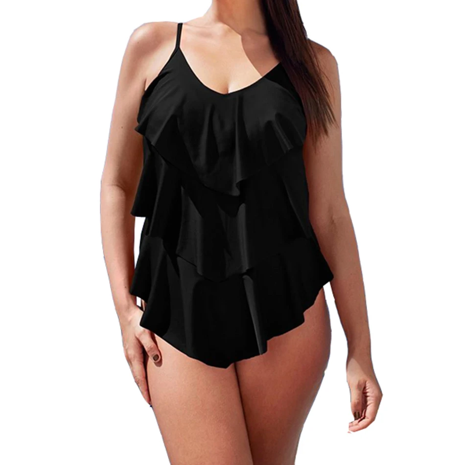 

Ruffle One Piece Swimsuit Mature Women Cover Belly Swimwear Slimming Vintage Retro Bodysuit Bathing Suits Monokini Plus Size 3XL