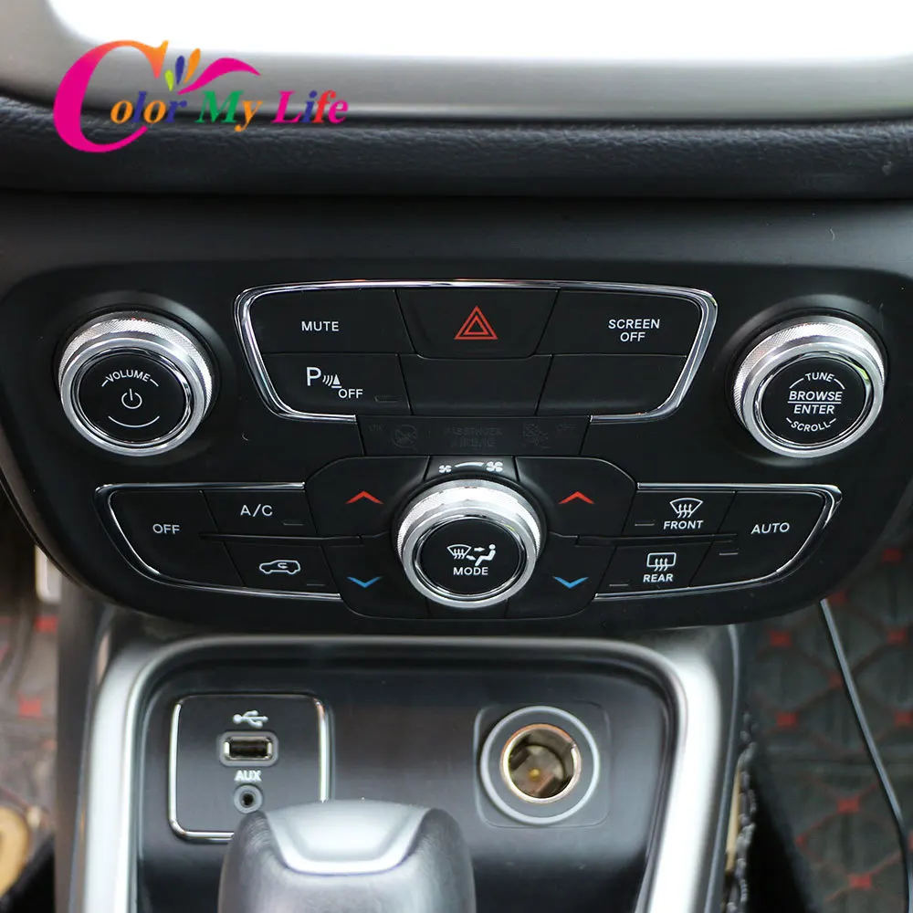 Car Air Conditioner Knob Switch Button Trim Cover Ring Fit for Jeep Compass 2017 2018 2019 for Automatic AC Accessories