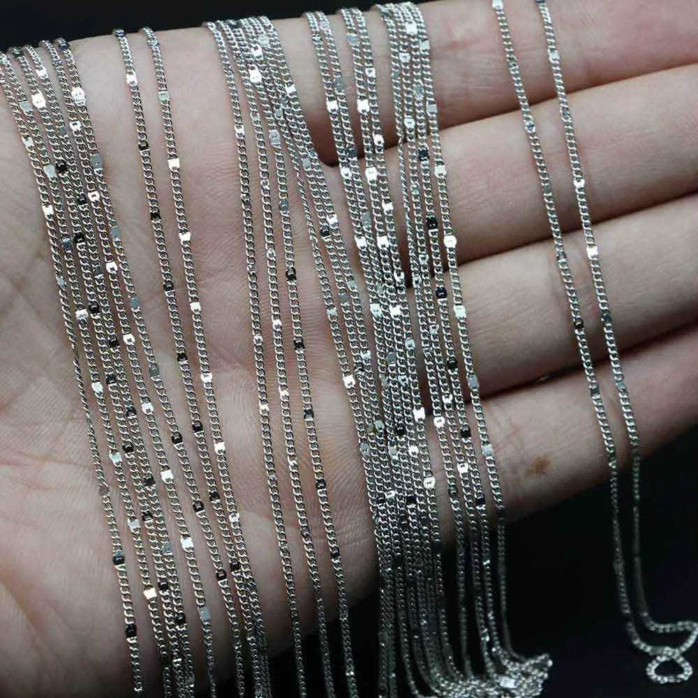 12Pcs/Pack 40-60cm White K  Gold Lobster Claw Clasp Necklace Chains DIY Making Materials Jewelry Bulk Accessories Wholesale
