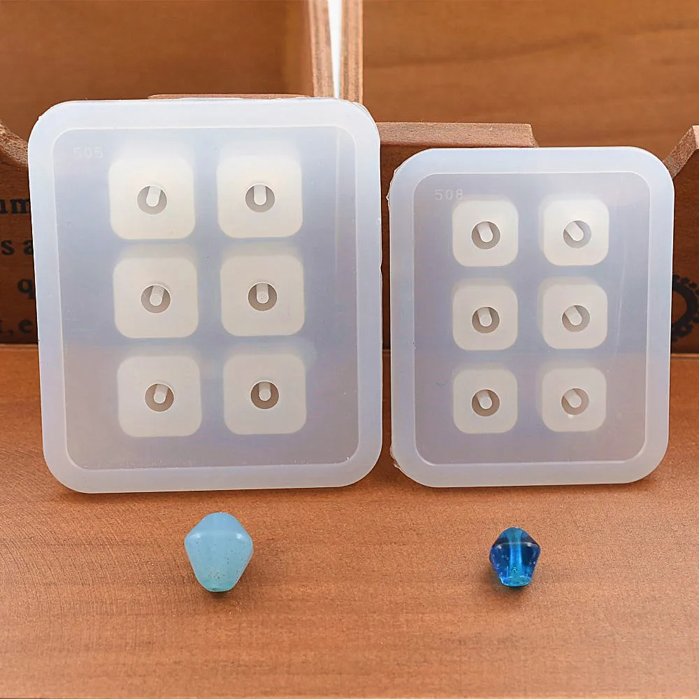 Silicone Mold 9mm 12mm 16mm Cube Oval  beads with hole 6 compartment epoxy Resin Silicone Mould handmade Craft Jewelry Making