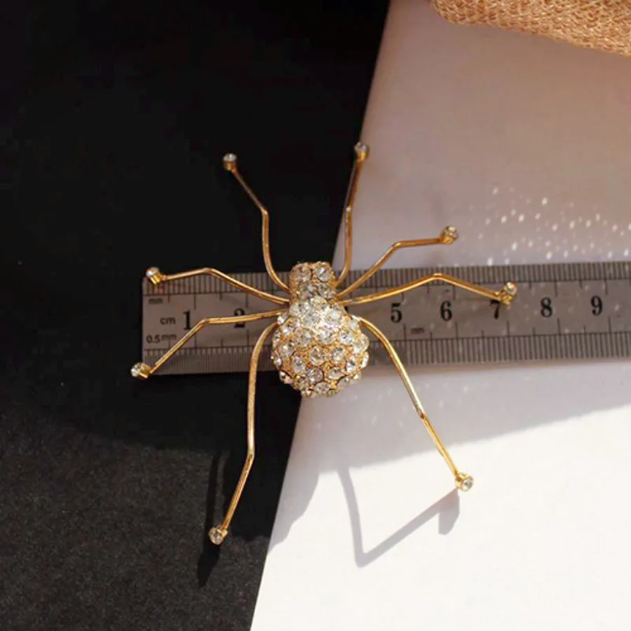 2018 Broches Jewelry Fashion Crystal Rhinestone Spider Brooch Pins Costume Insect Broche Vintage Large Brooches For Women Men