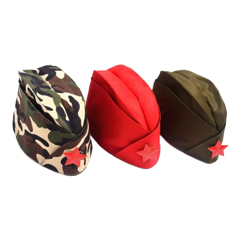 Sombrero militar de camuflaje verde para hombre y mujer, gorra del ejército ruso con insignia de marinero, sombreros de Cosplay para actuaciones en