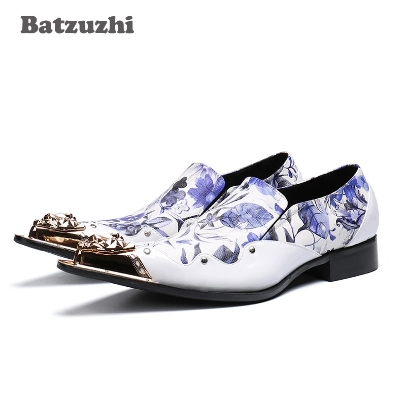 

Туфли Batzuzhi мужские с острым металлическим носком, роскошные деловые, кожаные, парадные, для вечерние НКИ и свадьбы, 46 Цвета