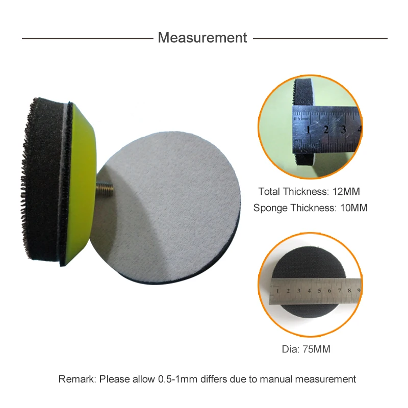 5PCS 3 Inch 75mm Soft Sponge Interface Pad Damping Disc Pad Self-adhesive Backing Pad Hook and Loop