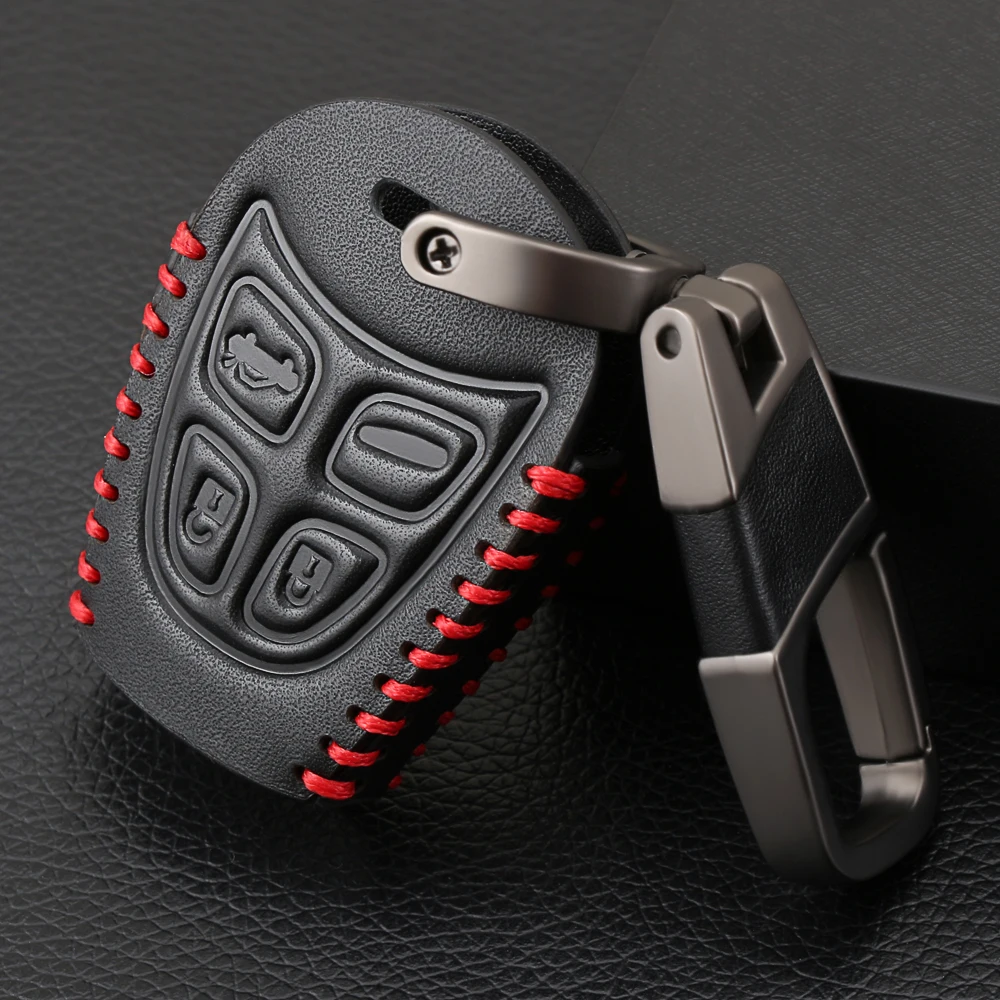 Genuine Leather Car Key Case Car Styling 4 Button Key Fob Shell Cover For SAAB 9-3 93 2003-2009 Keychain Car Key Bag