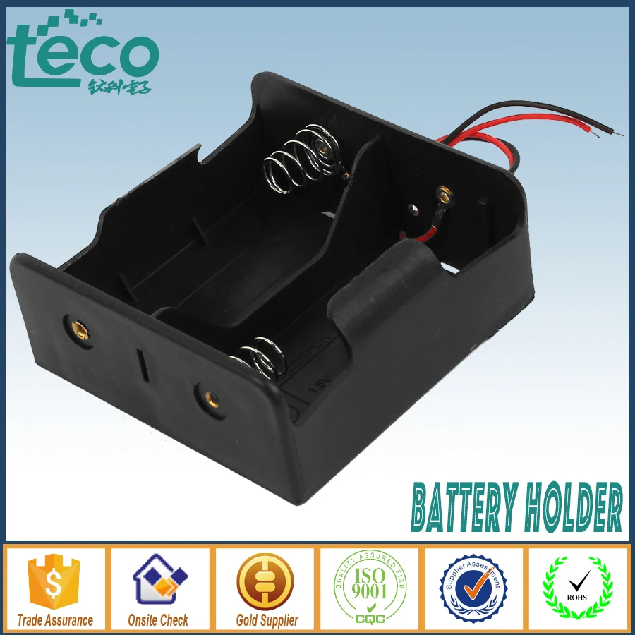 1Pcs/lot 2 D Battery holder Spring Loaded Storage Box Wired for  LR20/UM1/AM1 batteries TBH-D-2A-W