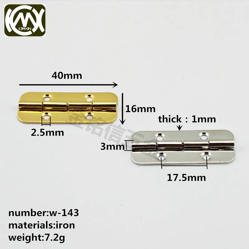 KIMXIN Hardware fabriek Verkopen ijzer-plinted goud zilver Afgeronde hoeken van sieraden doos scharnieren 40mm lange vrijgesteld verzendkosten W-143