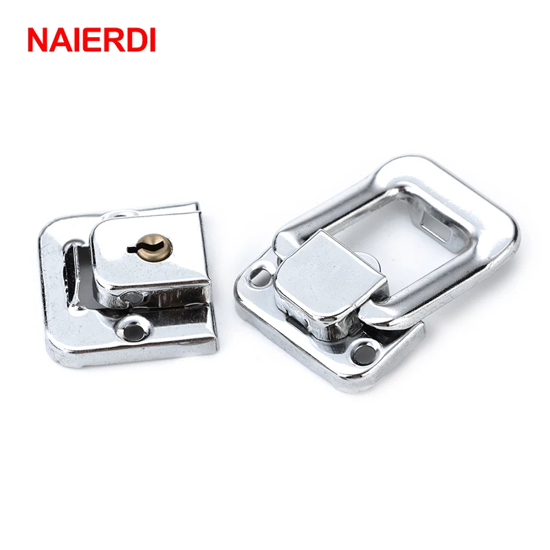 NAIERDI J402 Cabinet Box Square Lock With Key Spring Latch Catch Toggle Locks Mild Steel Hasp For Sliding Door Window Hardware