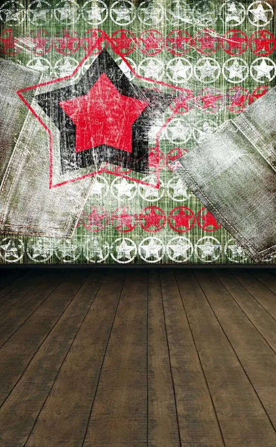 

VinylBDS Faded Pentagram Wall Photography Backdrop Graffiti Brick Wedding Background Wood Flooring Decor For Photo Studio