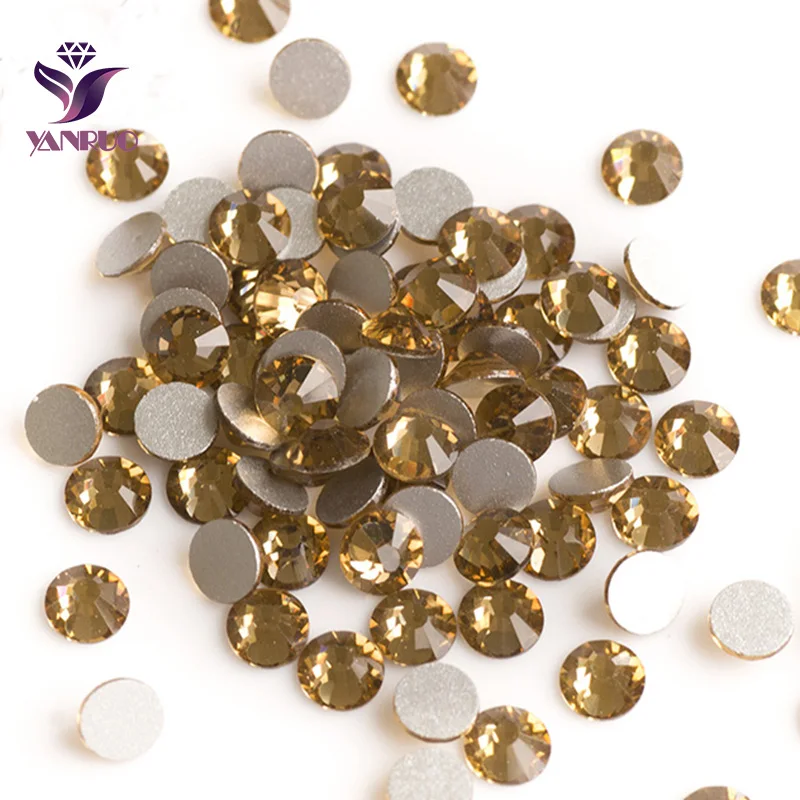 YANRUO 2058NoHF Light Colorado Topaz Stones Non Hotfix Strass Nail Rhinestones for Clothes Champagne Crystals Beads