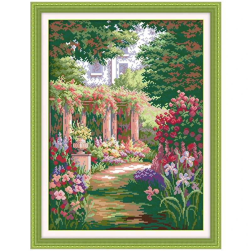 Romantic Backyard Garden Patterns Counted Cross Stitch Set DIY 11CT 14CT 16CT Stamped DMC Cross-stitch Kit Embroidery Needlework