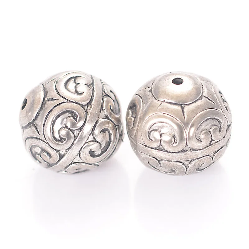 Miasol 15 Pcs 18mm Fluted Corrugated Antique Style Design Plating Acrylic Spacers Round Charm Beads For Diy Jewelry Making