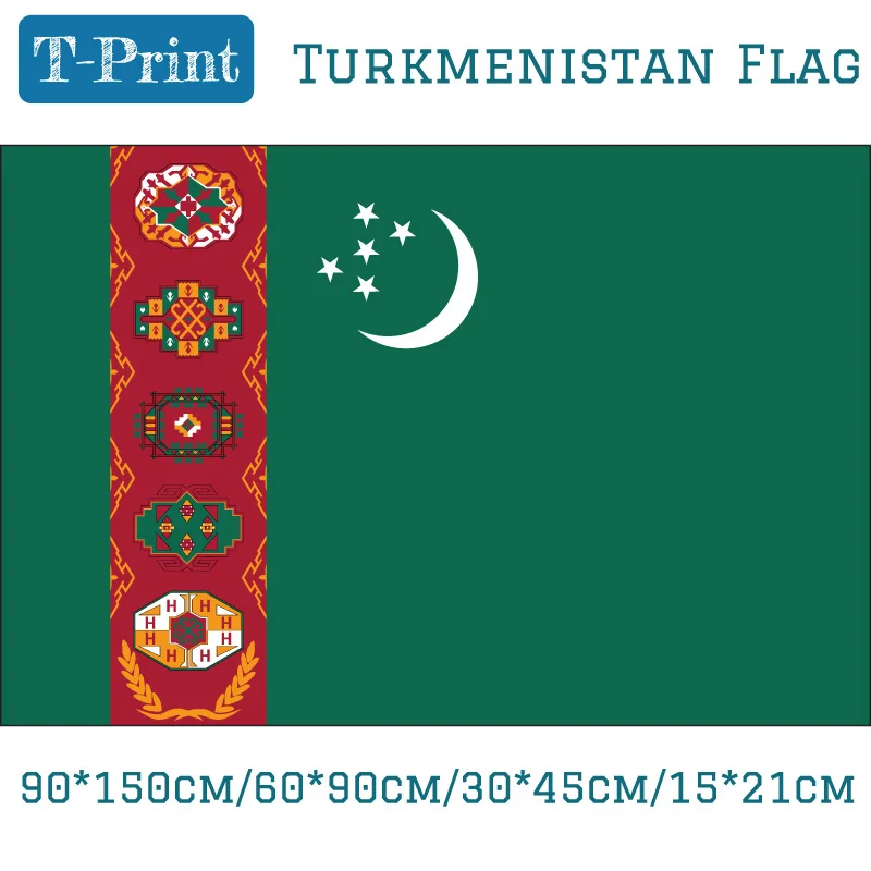 60*90cm 90*150cm 40*60cm 15*21cm Turkmenistan National Flag Banner and flag decoration/national flag