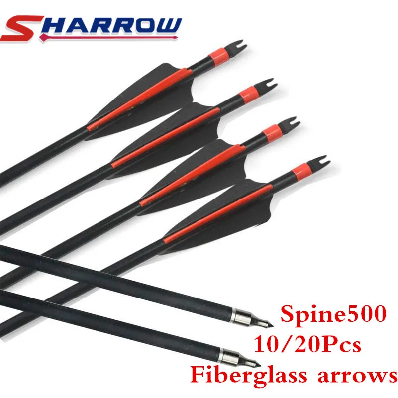 

10/20Pcs 30" Spine 500 Archery Fiberglass Arrows Glass Fiber Arrow Replaceable Broadheads For Bow Hunting Shooting Accessories