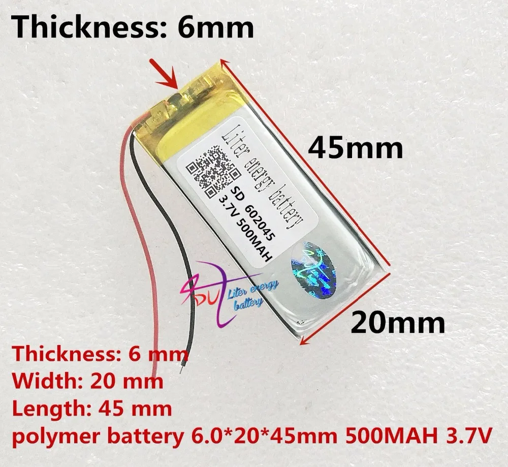 best battery brand 3.7V lithium polymer battery 602045 MP3 062045 500mAH audio recorder