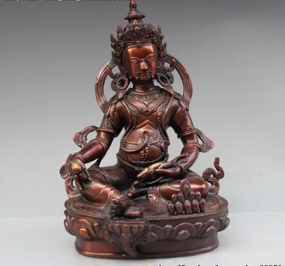 

China Buddhism Bronze Copper Yellow Jambhala Mammon God of Wealth Buddha Statue