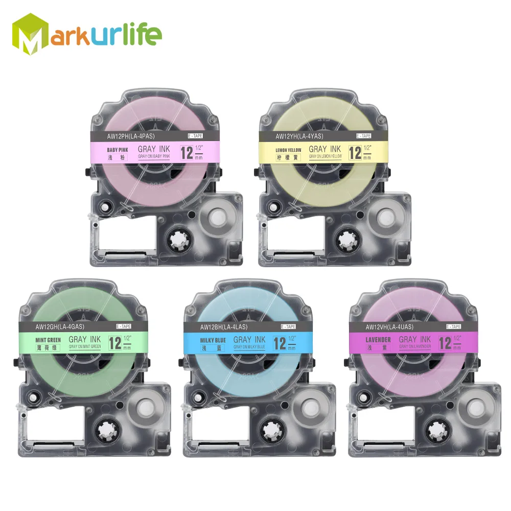 5-Pack Compatible SW12PH SW12YH SW12GH SW12BH SW12VH Label Tape Cartridges Work with LabelWorks LW-300 LW-400 LW-700 Label Maker