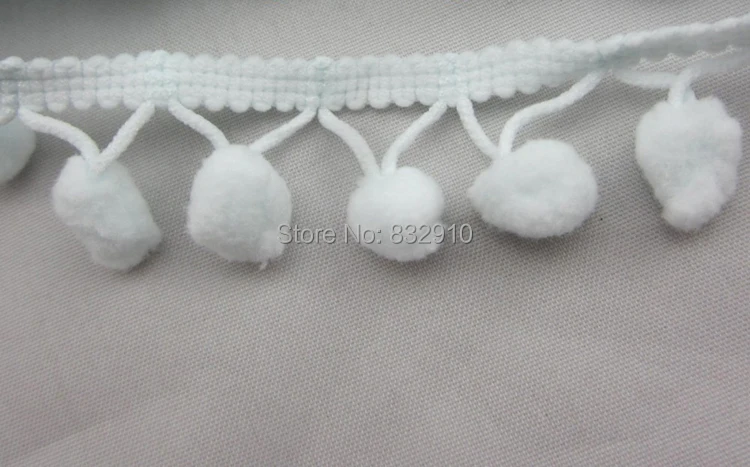 2015 NEW Fashion decoration Pompom Ribbon Trim Bobble Braid Christmas lace decoration ball ribbon 2CM 19Yards/lot  white