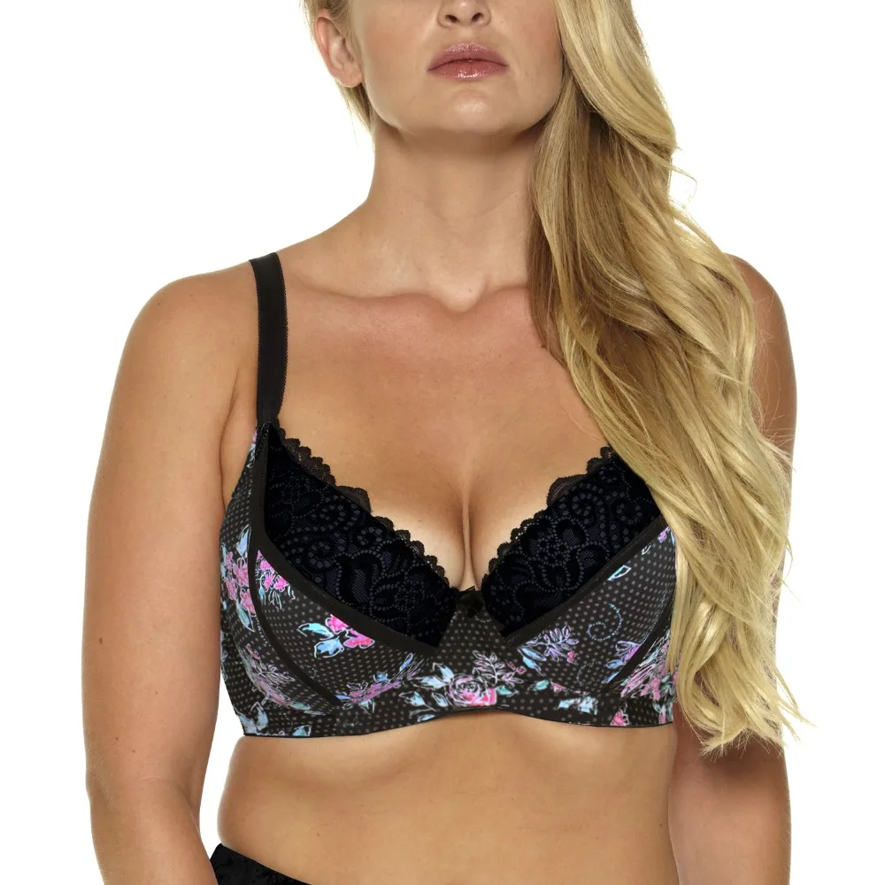 Reggiseno Sexy per le donne moda stampa reggiseno Push Up reggiseno 3/4 coppa ferretto pizzo Intimates signore Plus Size 36-46 C-D-DD-DDD-E-F-G