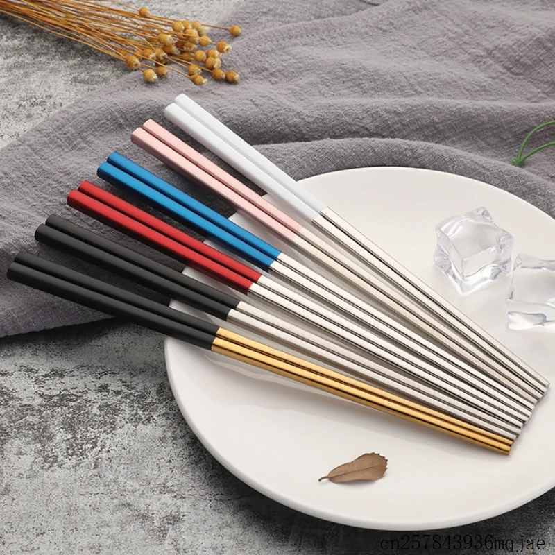 

100Pairs Square Chopstick Colorful Chopsticks Sushi Hashi Chopsticks Stainless Steel