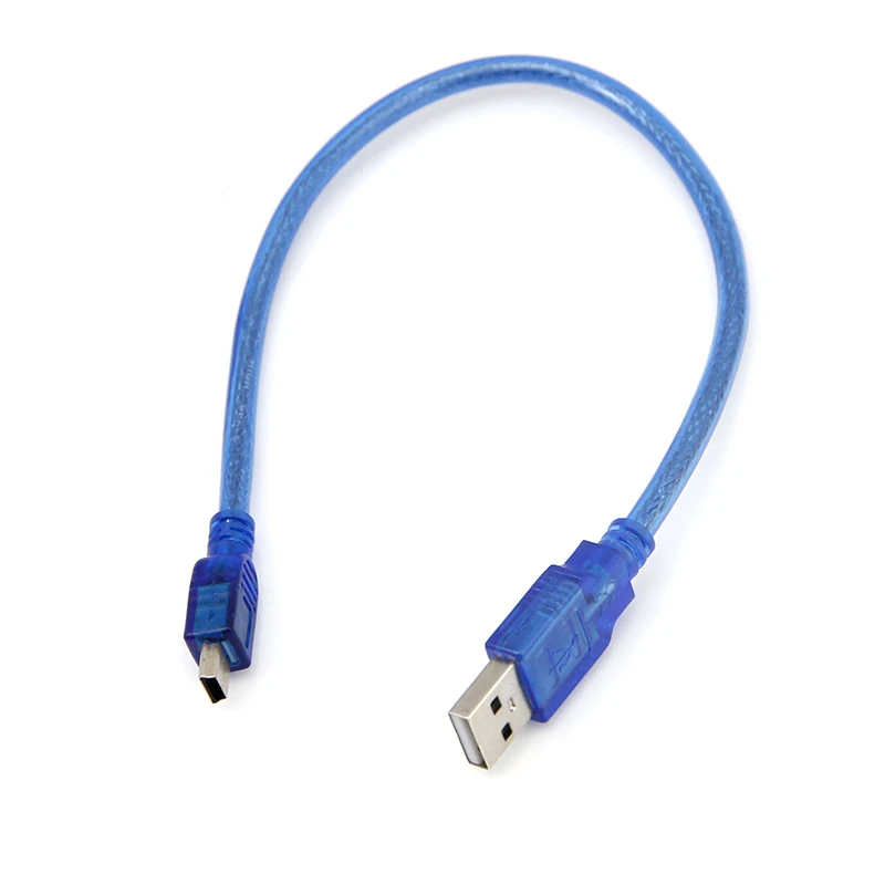 Niebieski krótki USB 2.0 A męski na Mini 5 Pin B ładowanie danych Adapter kablowy 30cm nowość