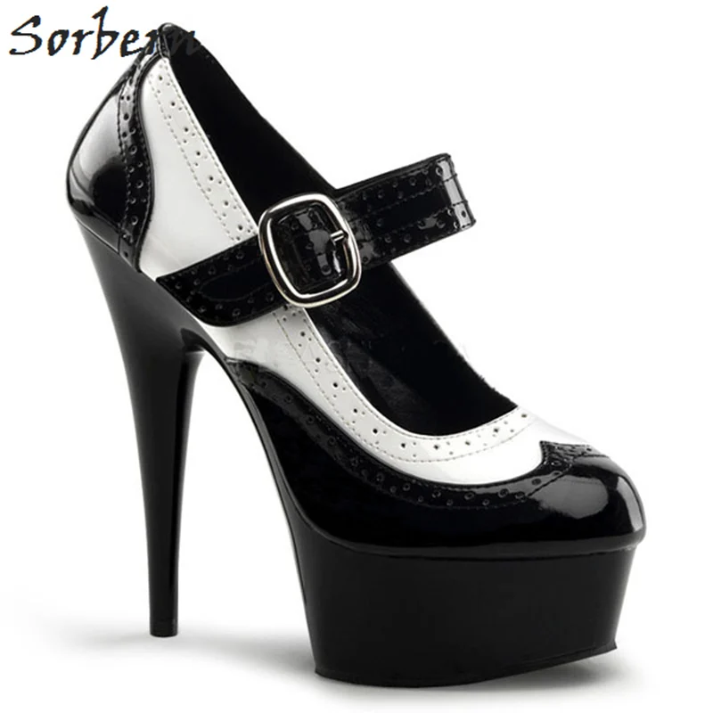 Sorbern 15Cm Mary Janes Lolita Pump Shoes Women Cosplay Shoes Black Heels Womens Heels Shoes Girls Maid Pump High Heels Custom