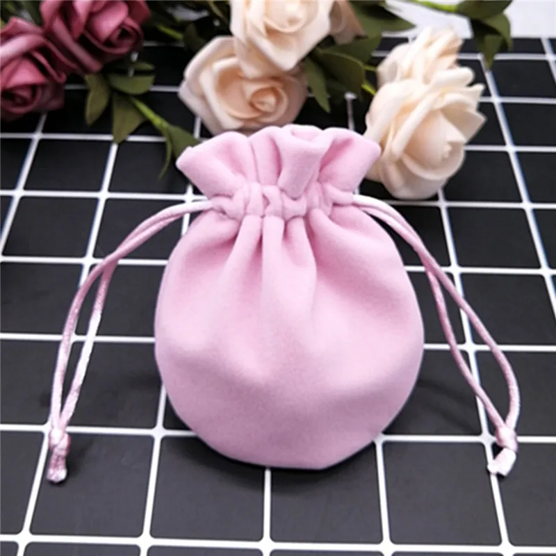 

9*11cm 20pcs/lot Velvet pink color jewelry bags or pouch Valentine's day gift bag Portable jewelry beam pocket Coin bags