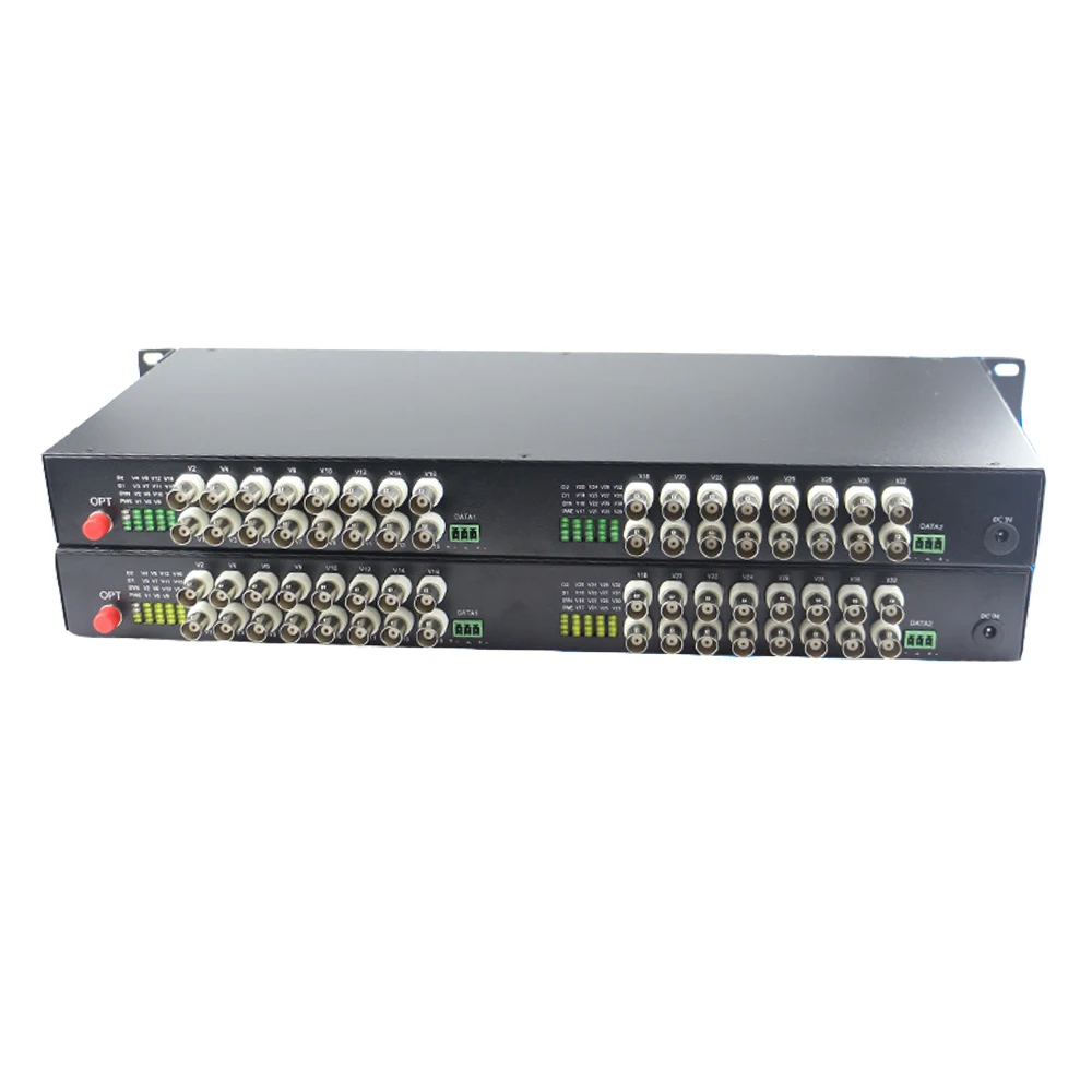 32 CH Video Fiber Optical Media Converters -32 BNC Transmitter Receiver Single mode 20Km For CCTV Surveillance system