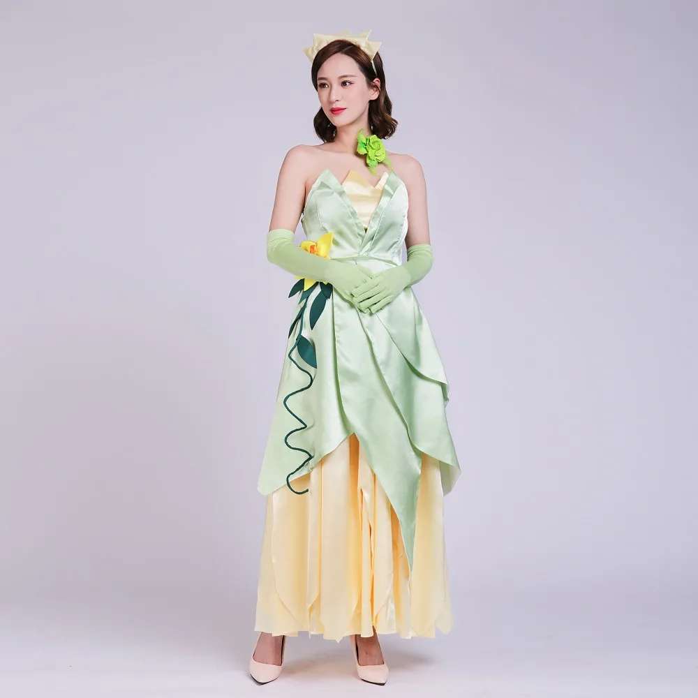 Tiana Cosplay Costume Princess For Adult Halloween Party Dress Custom Made