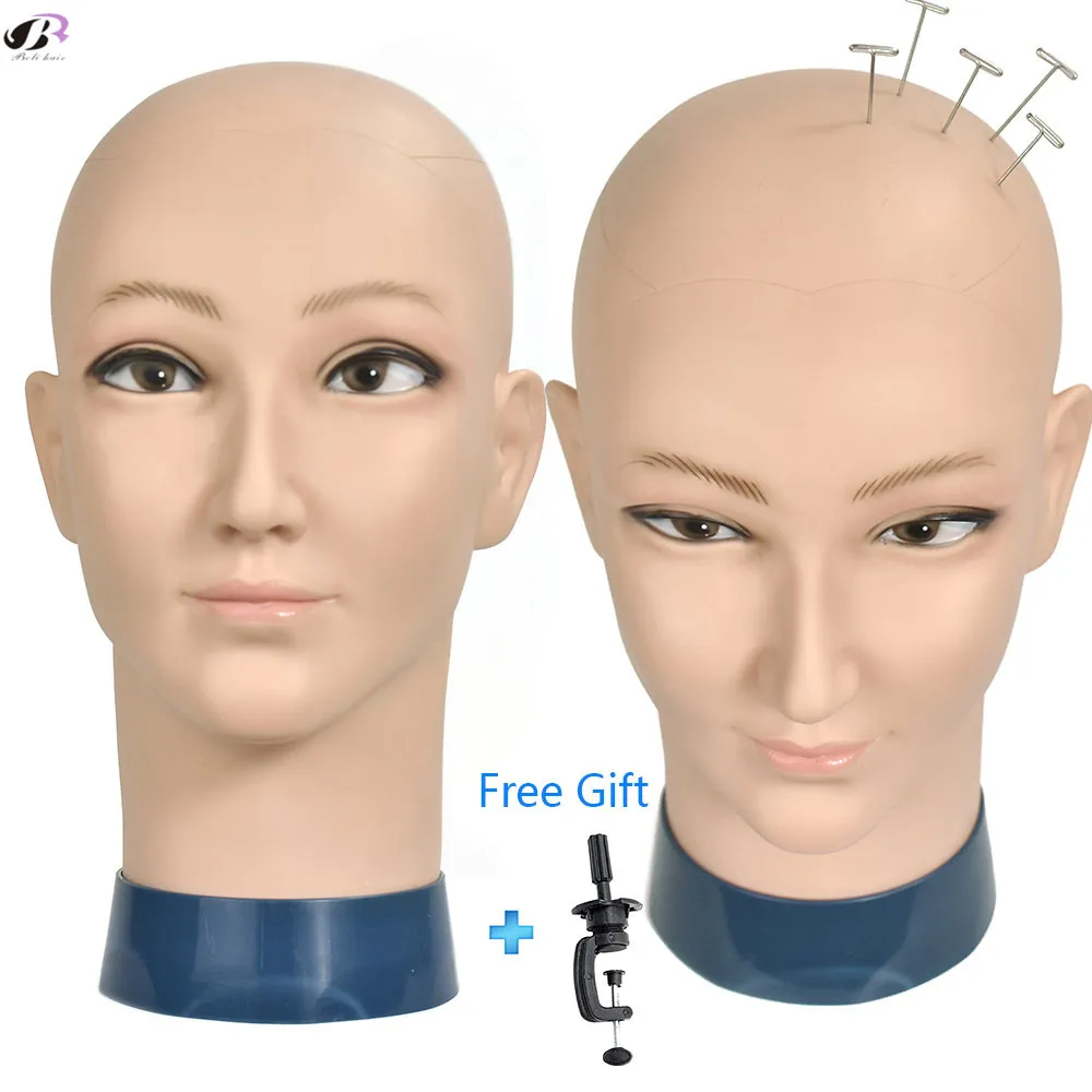 

Smile Bald Wig Stand Head With Clamp Mannequin Head For Wig Making Hat Display Cosmetology Manikin Head For Makeup Practice