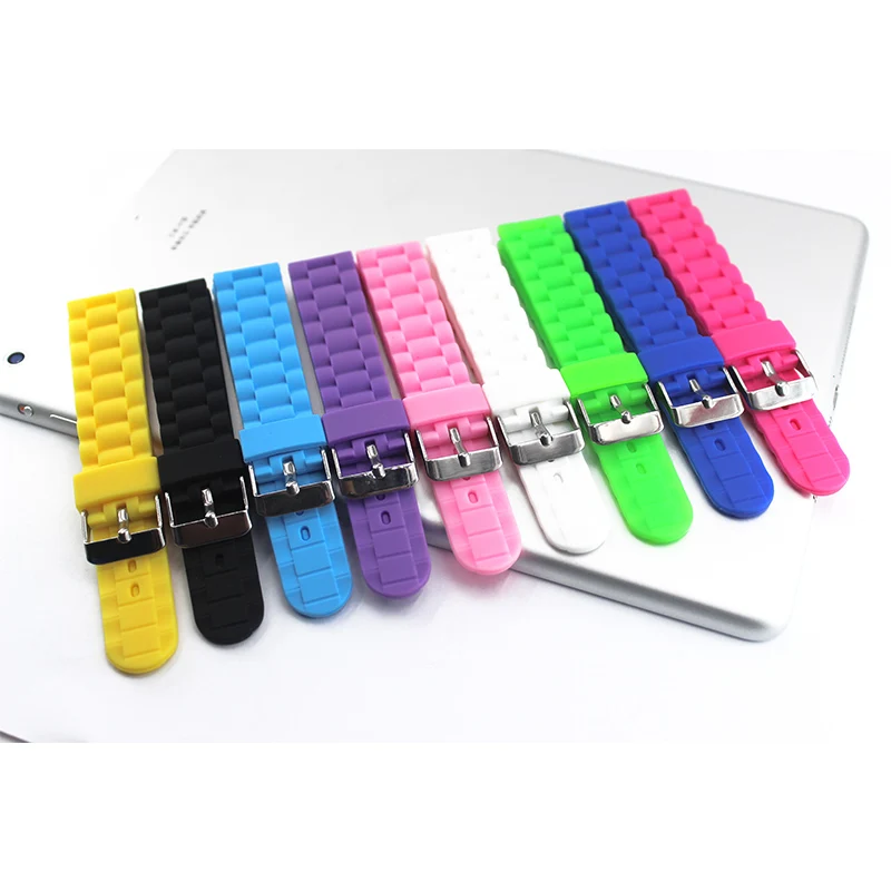 Watch accessories Silicone strap 20mm pin buckle tape Flat direct mouth Multicolor men Women watch band