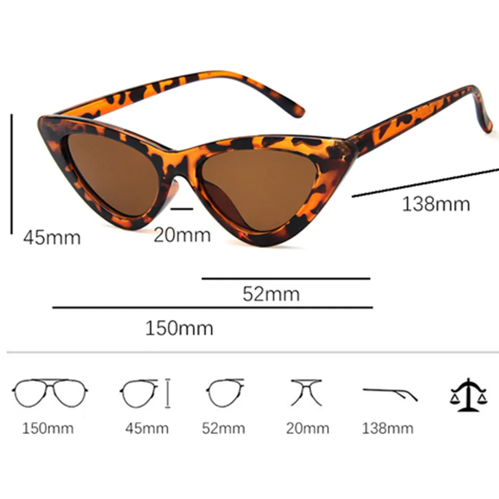 fashion sunglasses woman brand Designer vintage retro triangular cat eye glasses oculos De Sol Transparent ocean uv400