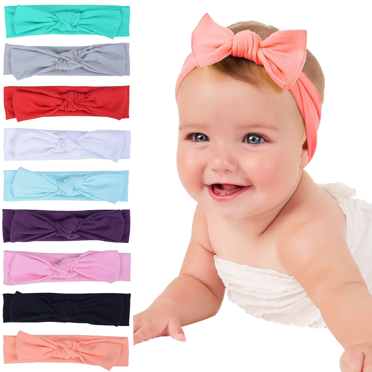 New Adorable Boho Newborn Toddler Headband Ribbon Elastic Baby Headdress Kids Hair Band Girl Bow Knot