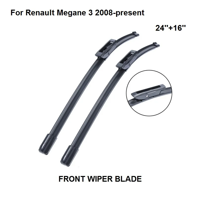 Wiper Blade For Renault Megane 3 24''+16'' 2 Pieces Windscreen 2008-present Natural Rubber Car Accessories