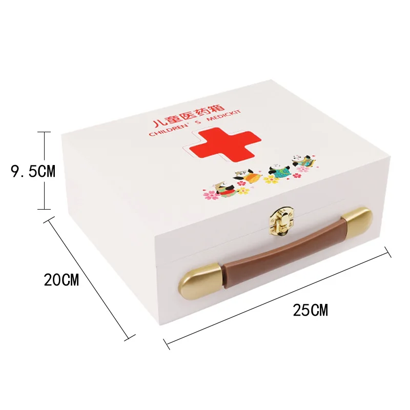 Children's wooden simulation Pretend Play Doctor toy nurse injection Game Medicine Box