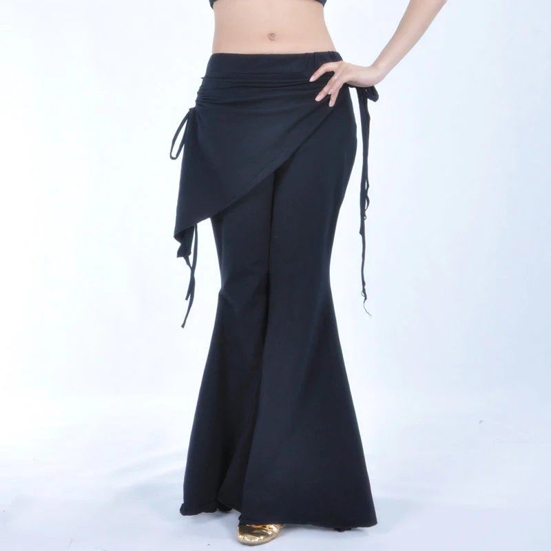 Tribal Fusion High Waist Flare Trousers Practice Pants with Panel Side Slits Gothic Belly Dance Pants