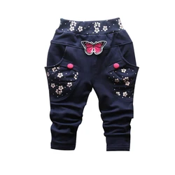 2017 New Spring 100% cotton High-quality cute Butterfly embroidery pattern baby girls pants 0-3 year baby pants for girls