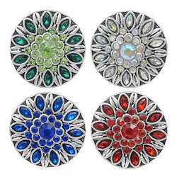 KZ3384 New Beauty Elegant Rhinestone Round flowers 20MM Metal snap buttons for DIY 18mm snap jewelry wholesale